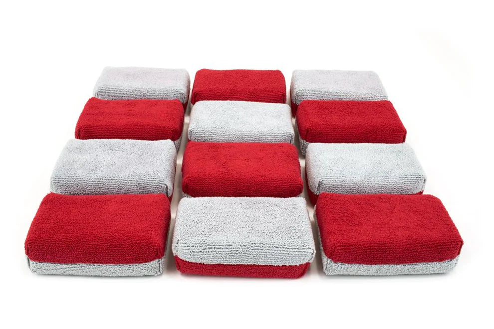 Thick [Saver Applicator] Terry Microfiber Coating Applicator Sponge with Plastic Barrier - 12 pack